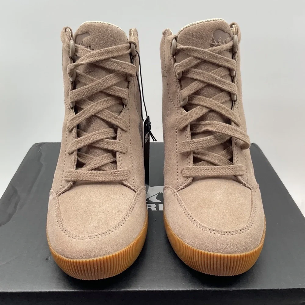Sorel Evie Sport Lace Waterproof Suede Wedge Sneakers Tawny Buff NL4913-264 6